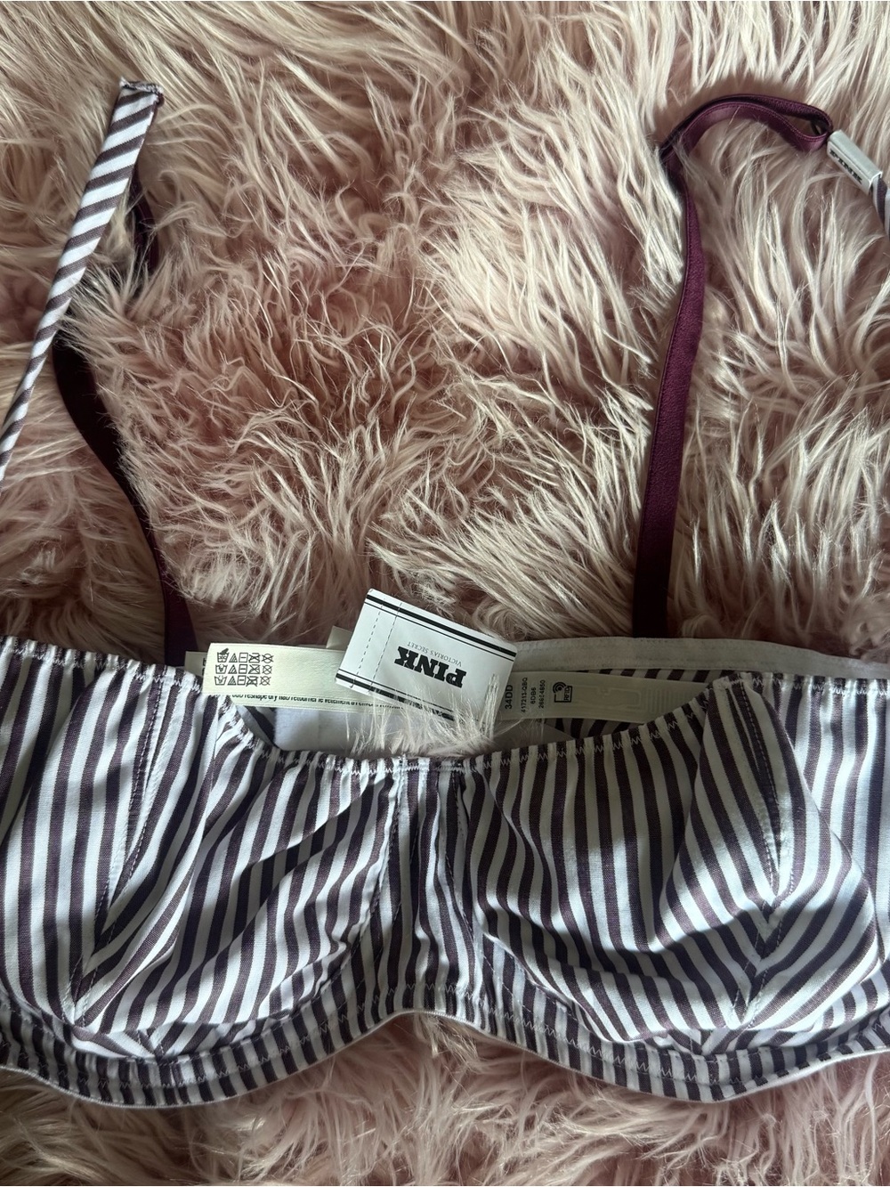 Victoria’s Secret PINK Retro Stripe Unlined Bra SZ: 34DD